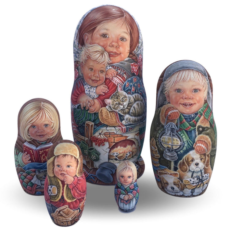 Stacking dolls Russian kids