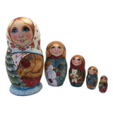 Wooden Russian nesting dolls for Christmas 