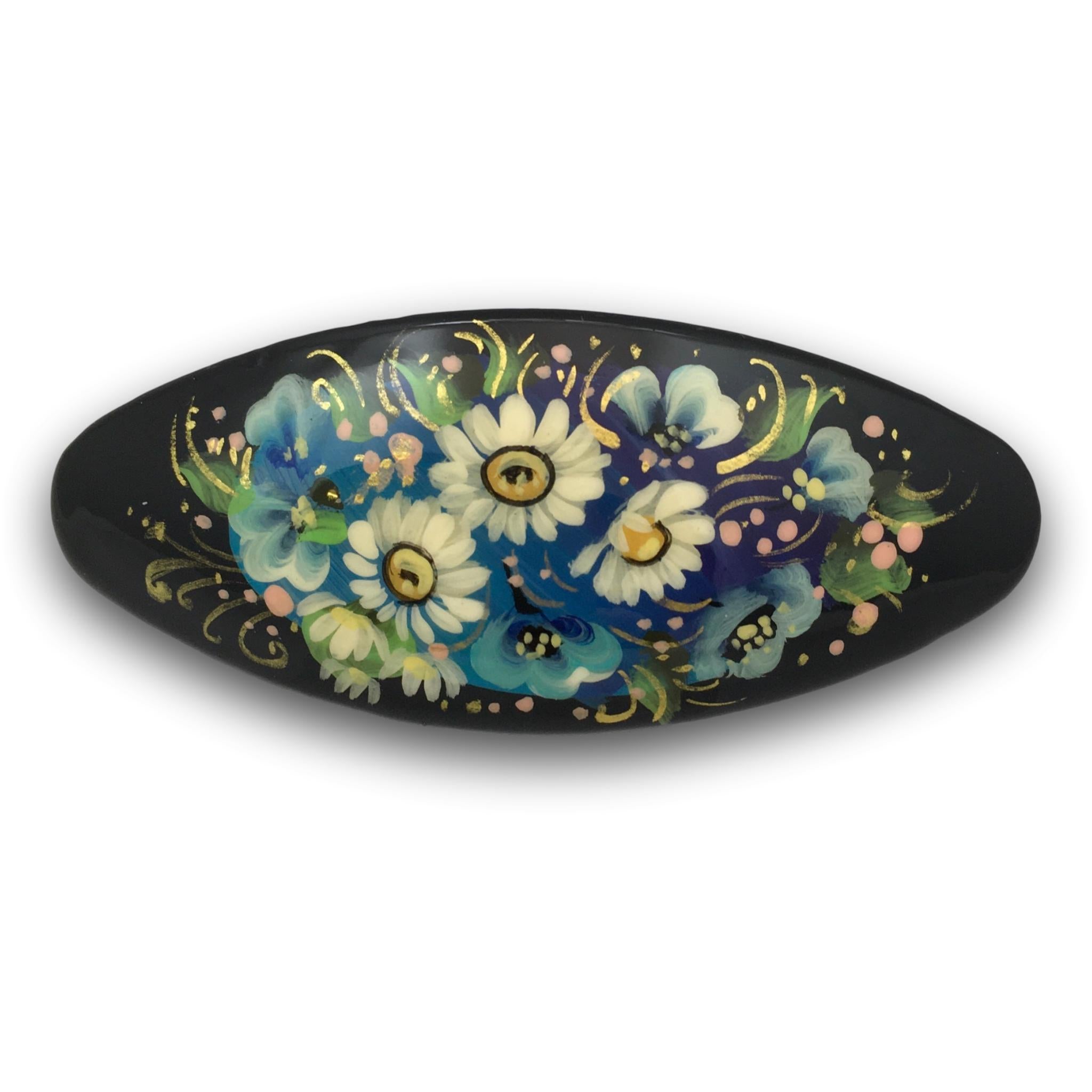 Russian Hand Painted Barrette Daisy