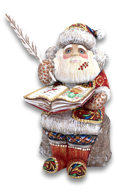 Unique santa carved wooden figurine 