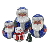 Chubby Santa in Blue Coat Nesting Dolls BuyRussianGifts Store