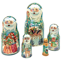 Russian Santa green nesting dolls 