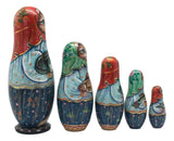 Red Cat With Fish Matryoshka Dolls 5 pieces set BuyRussianGifts