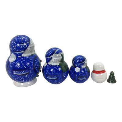 Chubby Santa in Blue Coat Nesting Dolls BuyRussianGifts Store