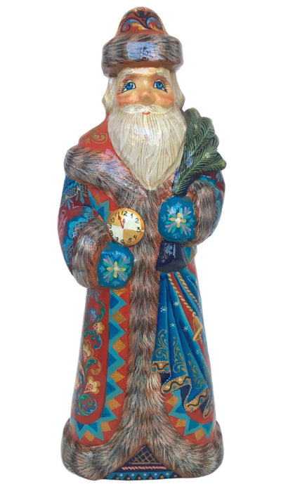 Russian wooden Santa with clock