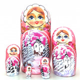 Russian Winter Pink Nesting Doll Set
