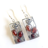 sterling silver rose earrings with amber