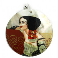 Hand Painted Mother of Pearl Pendant Inspired by Salome Klimt