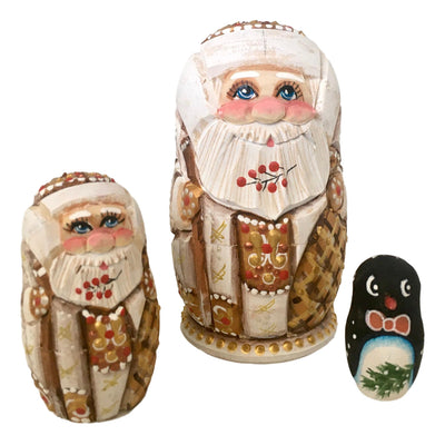 Wooden Santa Russian nesting dolls 
