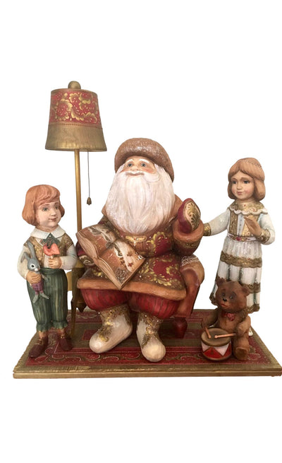 Wooden Santa with kids figures