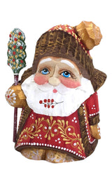 Santa gnome carved wooden figurine 