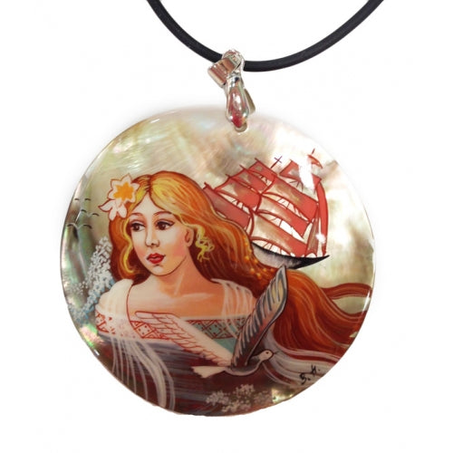 Assol and Scarlet Sails Hand Painted Pendant
