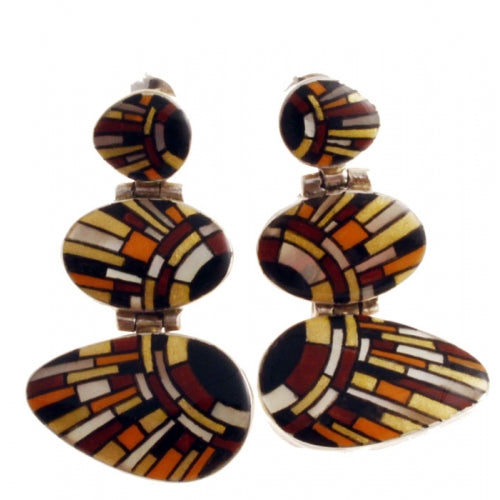 Hand Painted Sterling Silver Earrings Inspired by Klimt