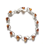 Sterling Silver with Amber Small Link Bracelet BuyRussianGifts Store