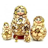 Small Wood-Burned Matryoshka Set