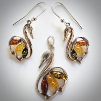 swan earrings pendant jewelry set