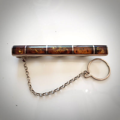 Sterling silver and amber tie clip