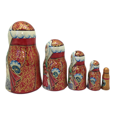 Russian Santa Winter Village Nesting Doll Christmas Set of 5 BuyRussianGifts Store