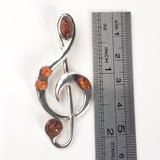 Treble Clef Cognac Amber Sterling Silver Large Pendant BuyRussianGifts Store