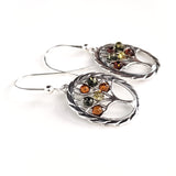 Tree of Life sterling silver with amber earrings