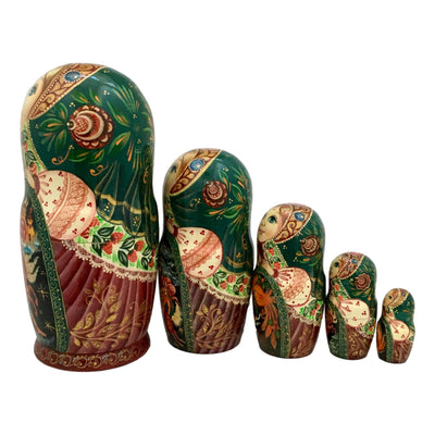 Authentic Russian nesting dolls green 