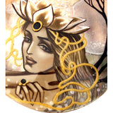 Gold Hair Mermaid Hand Painted Pendant