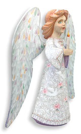 White Christmas angel with roses and doves