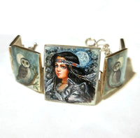 Girl and Wolf Hand Painted Bracelet