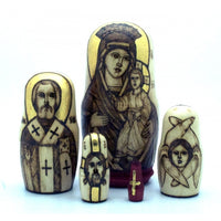 Wood Burned Icon Doss Set 4"H