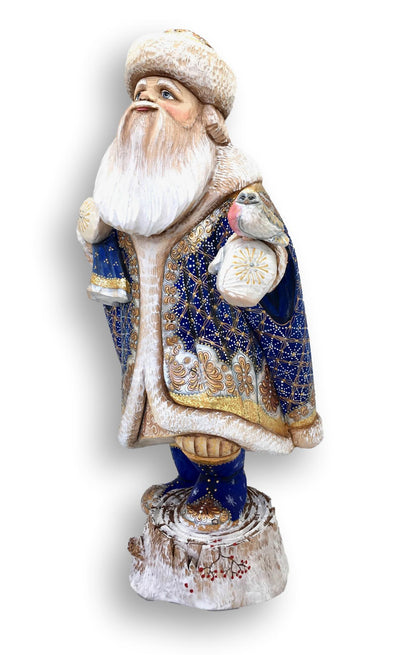 Blue gold Santa with bird