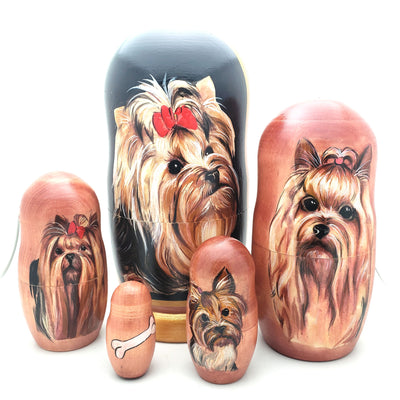 Yorkshire Terrier Nesting Doll 7" Tall Set
