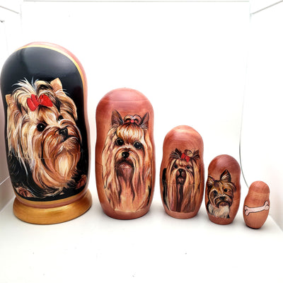 Yorkshire Terrier Nesting Doll 7" Tall Set