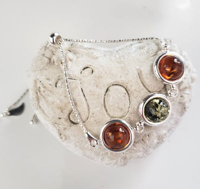 amber silver adjustable chain bracelet
