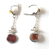 amber apple silver earrings