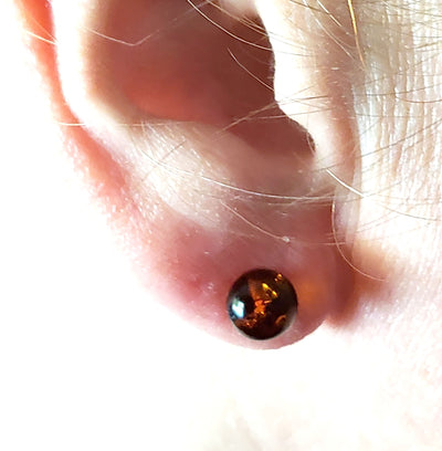 small amber ball stud earrings