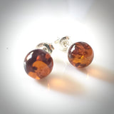 amber ball stud earrings