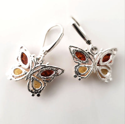 sterling silver earrings with natural amber