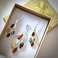 amber earrings pendant earrings jewelry set in gift box