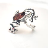 frog ring with amber and silver