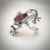 Sterling silver with amber unique ring