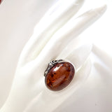 beautiful oval amber ring 