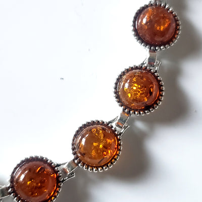 Round beads Classic amber silver bracelet