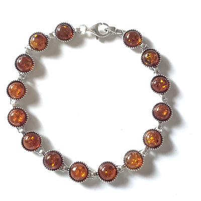 round Beads Classic amber silver bracelet