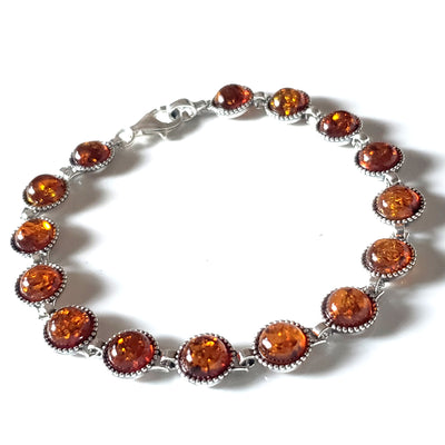 Round Beads Link Sterling Silver Baltic Amber Bracelet BuyRussianGifts Store