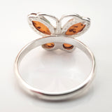 sterling silver butterfly ring with genuine amber