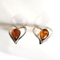 siver stud earrings with amber