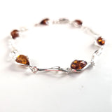 elegant Amber sterling silver link bracelet