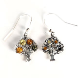 amber sterling silver Tree of Life earrings