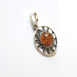 amber silver sun pendant