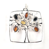 Tree of Life Multicolor Amber & Sterling Silver Pendant BuyRussianGifts Store